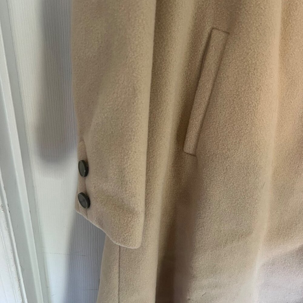 Vintage Hochschild Kohn Camel Fur Collar Swing Coat Overcoat Cape Retro 50s 60s - Picture 4 of 14